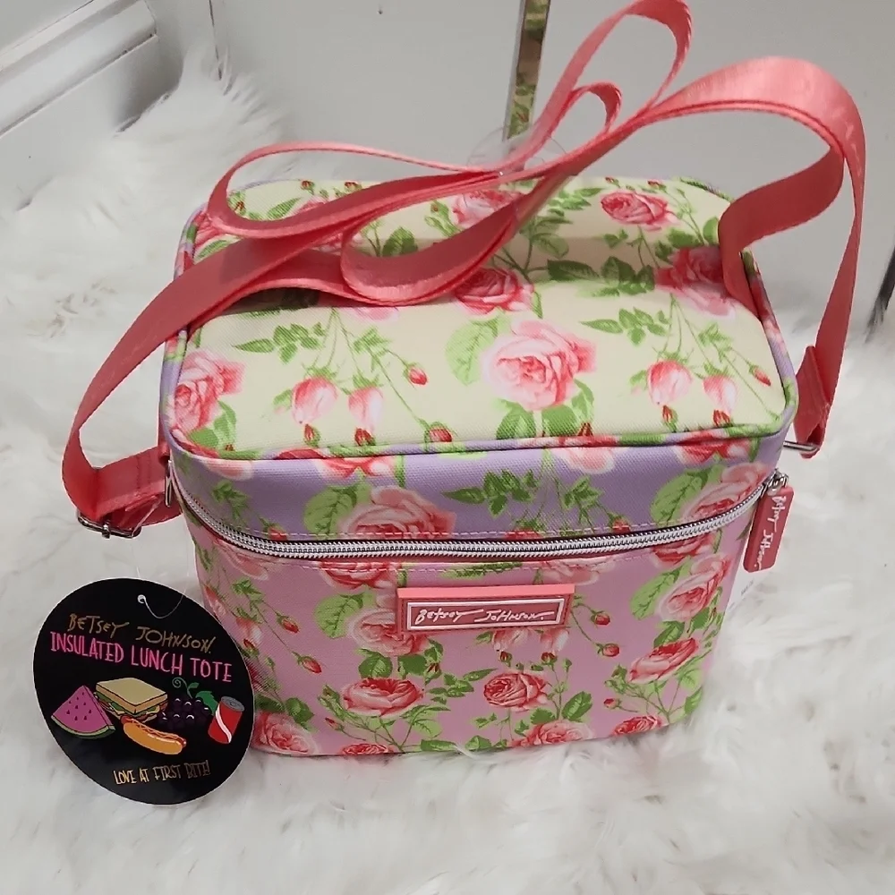 💕▪️Betsey Johnson▪️Pink Multi 6 Pack Cooler Lunch Tote Floral Bag
